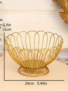1 件创意铁艺蕾丝边托盘水果篮、厨房、圣诞礼物 - 金色 - 查看 4