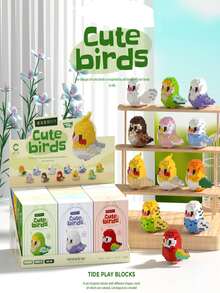 1入兒童可愛的小鳥系列拼圖玩具,含小粒子,適用於男孩和女孩 - 紅色 - 查看 4