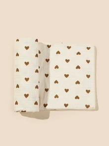 Printed Heart Baby Swaddle Blanket, Suitable For All Seasons - White - View 4