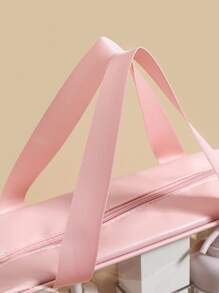 1pc Transparent Pu Patchwork Large Capacity Toiletry Bag For Business Trip, Portable Waterproof Cosmetic And Toiletry Storage Bag - Pink - View 4