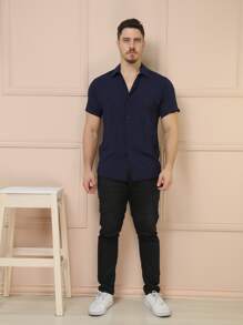 Men Shirts - Màu xanh hải quân - Xem 3
