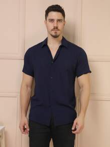 Men Shirts - Màu xanh hải quân - Xem 4
