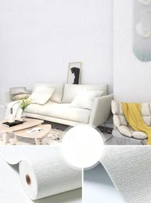 Rollo De Papel Tapiz De Estilo Simple De 1m - Blanco - Ver 6