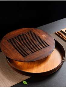 Round Bamboo Tea Tray Walnut Wood Water Storage M Size Tea Set Tray Pu'er Teaboard Home Tea Plate