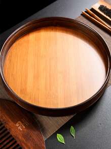 Round Bamboo Tea Tray Walnut Wood Water Storage M Size Tea Set Tray Pu'er Teaboard Home Tea Plate