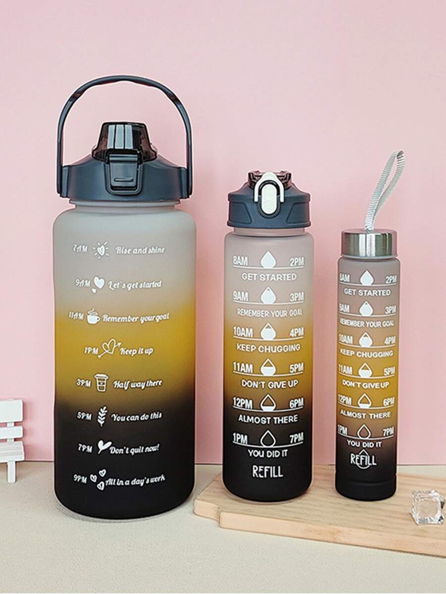 1入組2L或者750ml或者300毫升大容量灰色漸變PC水瓶,運動和健身便攜吸管杯,適用於家庭和旅行戶外使用 - 灰色 - 查看 1