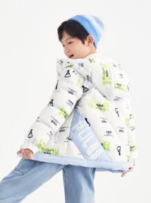 Annil Jaqueta curta de inverno para meninos, estudante, moda casual, espessada, quente, casaco