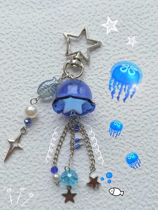 1pc Creative Diy Blue Jellyfish Keychain SHEIN USA