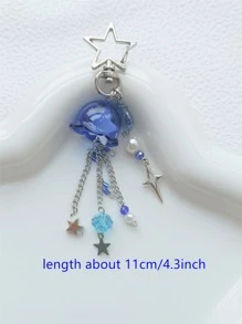 1入組創意DIY藍色的水母鑰匙圈 - 藍色 - 查看 2