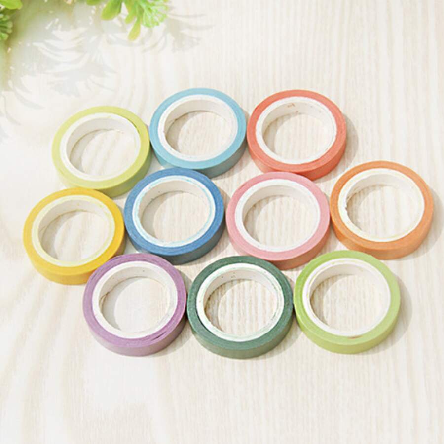 10rolls/pack Rainbow & Washi Tape Set With 10 Colors, Fresh Candy