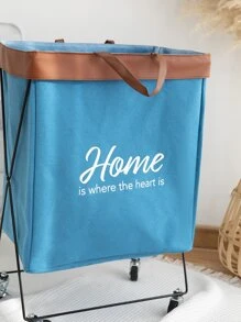 1個大號可折疊洗衣籃,厚實的鐵架結構,防水且有輪設計,適用於客廳、臥室、廚房和浴室