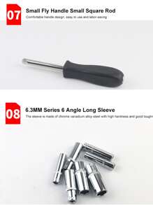 53pcs Car Repair Tool Kit 1/4-Inch Socket Set Car Repair Tool Ratchet Torque Wrench Combo Auto Repairing Tool Set - Black - View 6