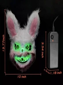Ricolandia 1 pieza Máscara disfraz CONEJO  Halloween  fiesta LUZ LED - Blanco - Ver 1