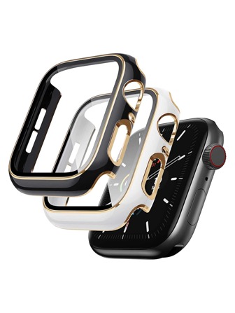 2pcs Ultra-Thin Tempered Glass Protective Case, Fashion Multi-Color Shockproof Watch Cover, Compatible With Apple Watch Series 38/40/41/42/44/45/46/49mm, For Apple Watch Series Ultra/SE/11/10/9/8/7/6/5/4/3/2/1, Smart Watch Accessories