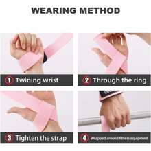 1pair Pink Gym Lifting Straps, Weight Lifting Wrist Belt For Body Building Gloves, Strength Training - Pink - View 2