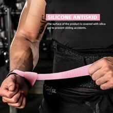 1pair Pink Gym Lifting Straps, Weight Lifting Wrist Belt For Body Building Gloves, Strength Training - Pink - View 4