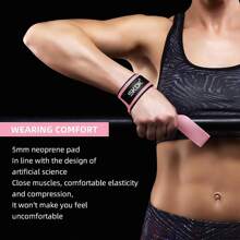 1pair Pink Gym Lifting Straps, Weight Lifting Wrist Belt For Body Building Gloves, Strength Training - Pink - View 6
