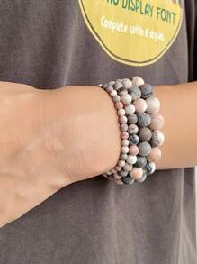 1 szt. matowa naturalna różowa bransoletka z jaspisu zebra ręcznie robiona okrągła bransoletka dla kobiet biżuteria do medytacji jogi prezenty biżuteria na relaks lęku prezenty dla pary przyjaźń-styl