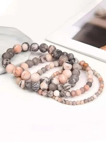 1 szt. matowa naturalna różowa bransoletka z jaspisu zebra ręcznie robiona okrągła bransoletka dla kobiet biżuteria do medytacji jogi prezenty biżuteria na relaks lęku prezenty dla pary przyjaźń-styl