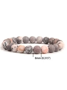 1 szt. matowa naturalna różowa bransoletka z jaspisu zebra ręcznie robiona okrągła bransoletka dla kobiet biżuteria do medytacji jogi prezenty biżuteria na relaks lęku prezenty dla pary przyjaźń-styl