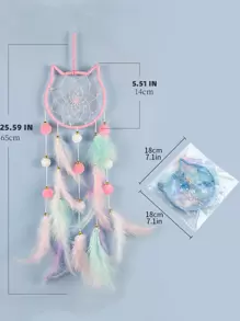 1入組藍色的月亮捕夢網風鈴DIY材料包羽毛圖案編織懸掛裝飾物適用於迷人的孩子們房間裝修 - 彩色 - 查看 3