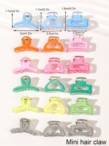 16 Cái/bộ Mini Nhựa Bobby Chân, Nhiều Màu Sắc Ombre Thiết Kế, Hình Vuông & Criss-Chéo & Nửa Vòng Tròn, kẹp Nổ Bên - Nhiều màu - Xem 3