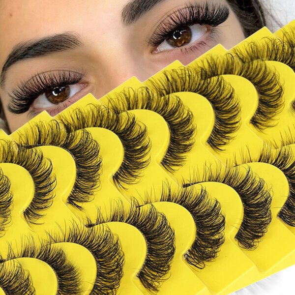 10 Pairs False Eyelashes 6D Super Fluffy Wispy Faux Mink Eyelashes Cat Eye Effect Dramatic Lashes Eyelash Extension Makeup Strip Lashes, Lashes, Eyelashes, Fake Lashes