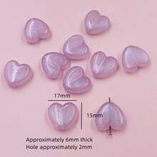 10 件装 17 * 15 毫米亚克力荧光扁平心形珠子项链手链 DIY 手工材料
