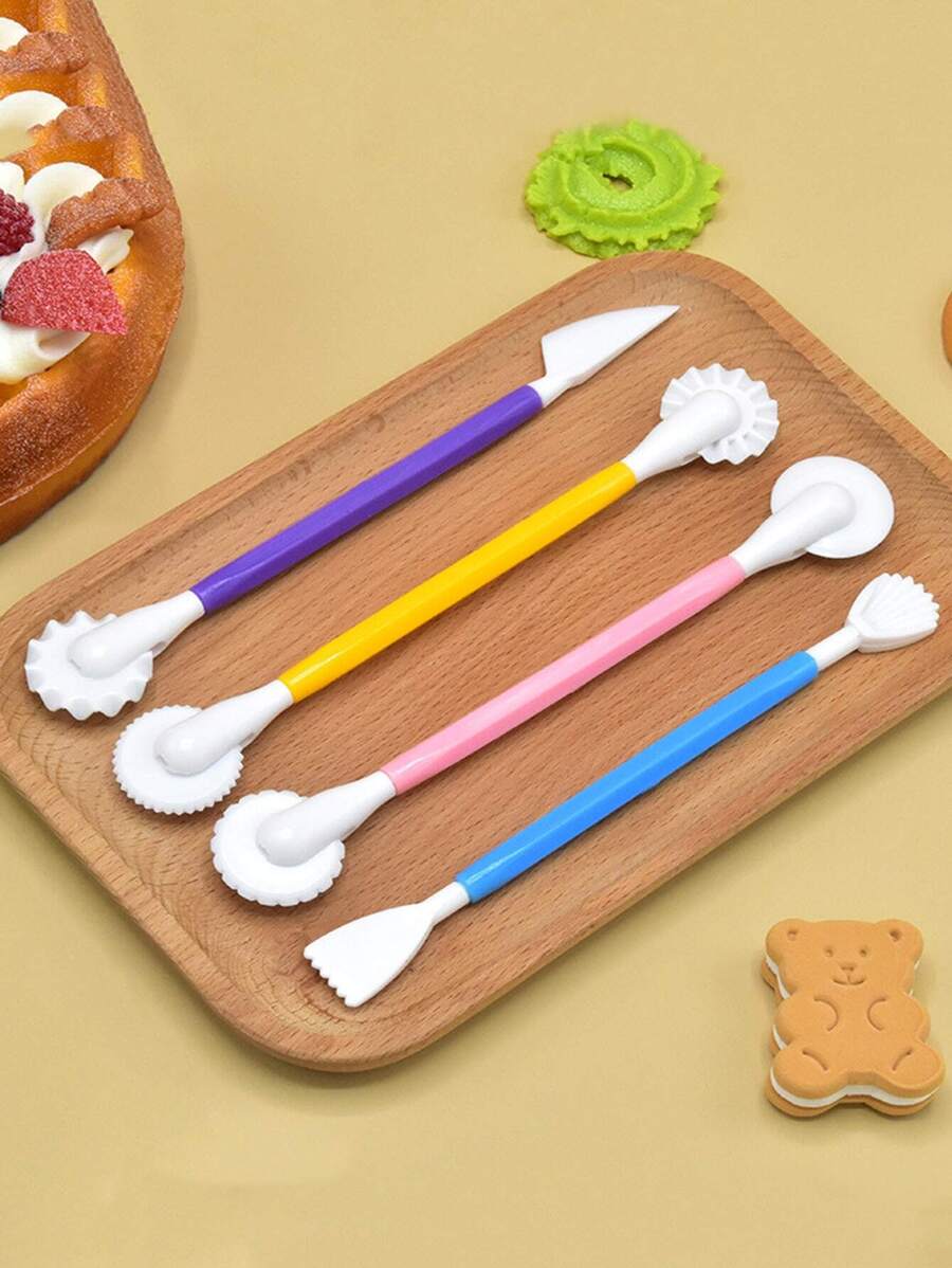 4pcs/set Fondant Cake Carving Tools Double Ended Carving Knife - Multicolor - View 1