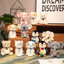 1 件可爱灰色考拉毛绒动物毛绒玩具，有企鹅、大象、猫、狗、考拉、熊可供选择，适合作为活动和节日礼物，送给女孩的礼物，灰色泰迪熊，毛绒动物考拉，考拉枕头 - 灰色 - 查看 2
