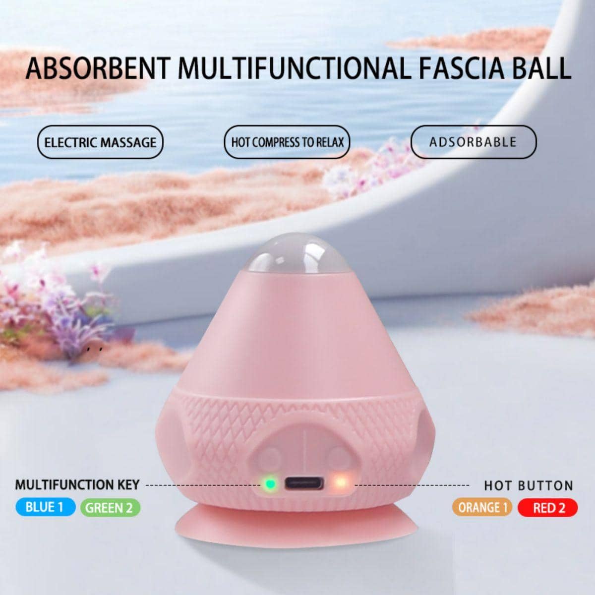 1pc Electric Massage Ball Fascia Ball, Made Of Silicone, 2 Massage Modes, 2 Gears Of Hot