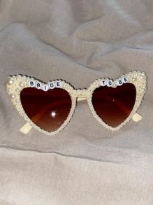 1set (Glasses, Pearl Stickers, Letter Details) Diy Wedding Bride Party Return Gift Set Party Favors (Glue Not Included),Christmas - White - View 8