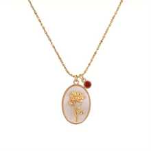1pc Stylish 3d Birthday Flower Shaped Copper Pendant, With Stainless Steel Starry Sky Necklace And Birthstone Charm. Suitable For Women's Daily Wear And Birthday Gift Valentines,Mom,Mother,Mother's Day,Gift
