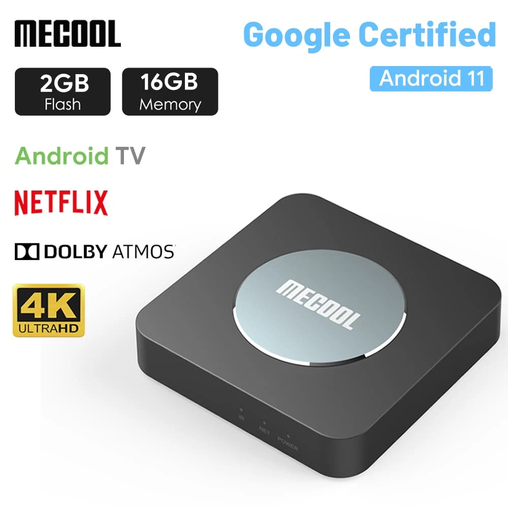 1 Pieza Caja De Televisión Mecool Km2 Plus 2+16gb Con Android 11 Android Tv Os, Certificación 4k/dolby Atmos, Plástico Pc