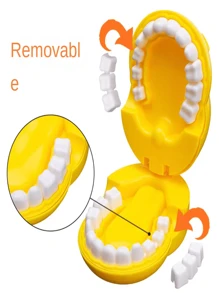 2入組兒童牙醫角色扮演套裝牙科模型玩具,適用於家庭娛樂和啟發創新(如圖所示) - 黃色 - 查看 3
