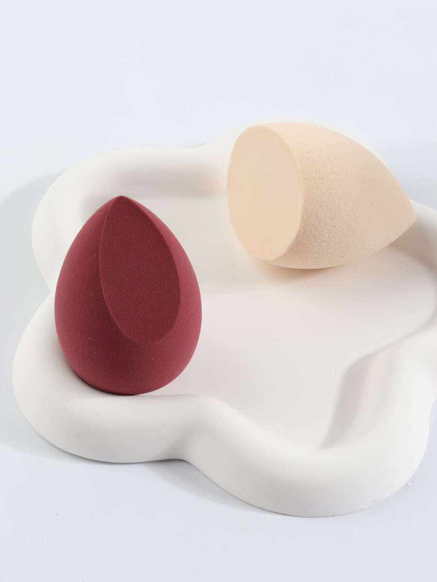 2pcs Makeup Sponge For Even Foundation Application, Dry And Wet Dual-Use, Non-Absorbent, Suitable For Beginners And Office Workers, Portable - Multicolor - View 1