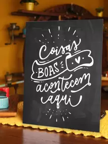 D. Lima Quadros Quadro Decorativo Frase Coisas Boas Acontecem Aqui Uno Cantinho Gourmet - 30x40 - Visão 1