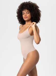 1pc Women's Seamless Shapewear Bodysuit With Tummy Control For Slimming - Apricot - View 3