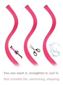 Synthetic Hair Extensions Clip Hair  Red Green Grey Blue Yellow Orange Colourful Women Clip Hair Woven Hair Clip Extensions For Daily Party Cosplay Use And New Year Gift Pack Of 6