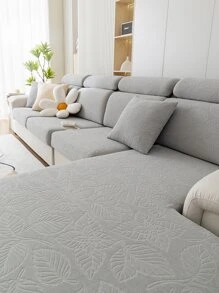 1入組提花加厚萬能防滑沙發座套,極簡現代的寵物抗拉伸沙發套,純色沙發墊適用於l型和1-4人座沙發(單獨出售) - 淺灰色 - 查看 6