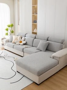 1入組提花加厚萬能防滑沙發座套,極簡現代的寵物抗拉伸沙發套,純色沙發墊適用於l型和1-4人座沙發(單獨出售) - 淺灰色 - 查看 5