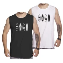 Men Tank Tops - 黑與白 - 查看 1