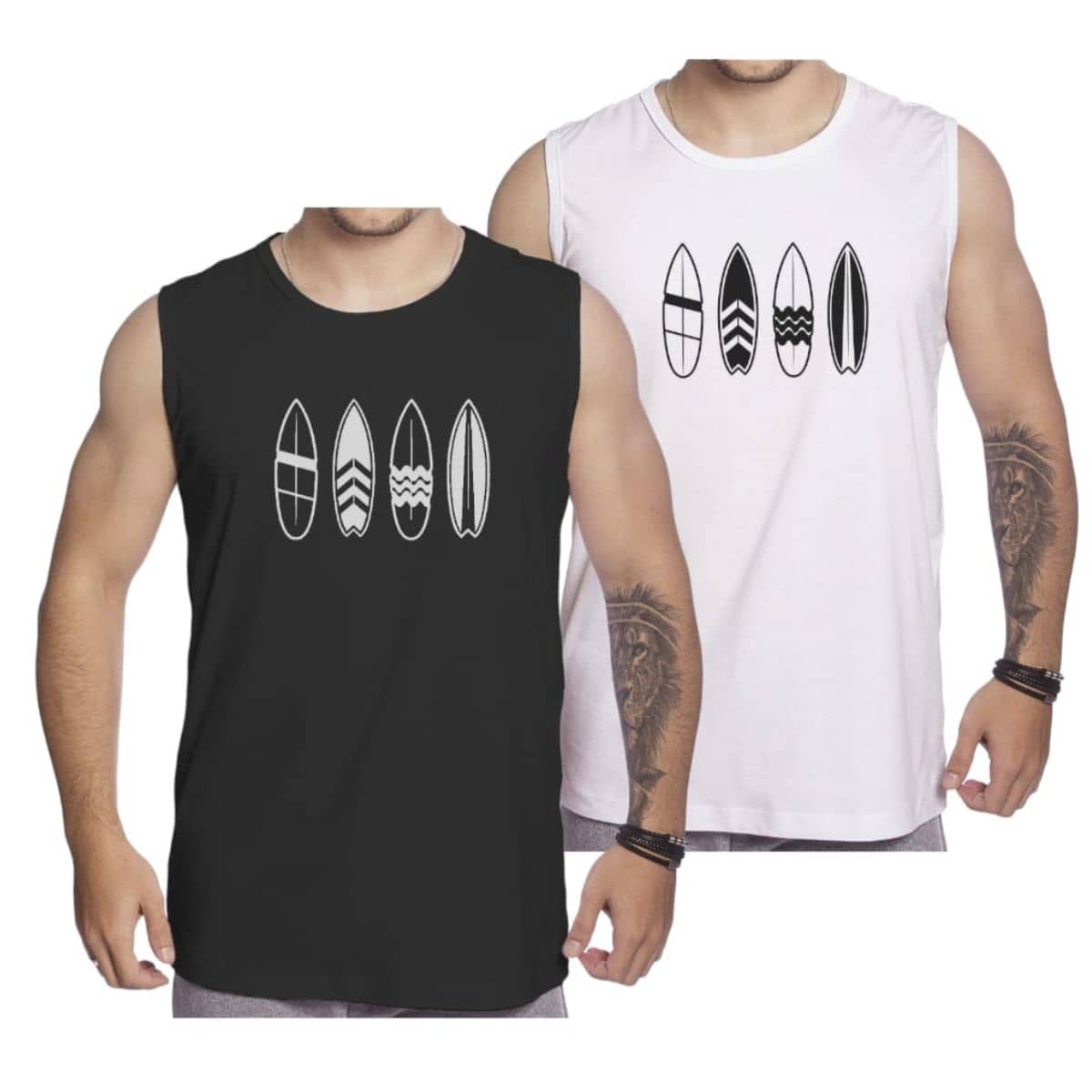 Men Tank Tops - 黑與白 - 查看 1