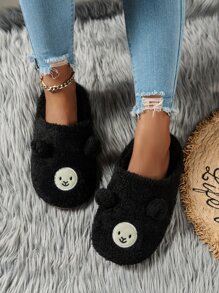 Women's Soft, Warm, Cute Cartoon Slippers For Indoor Use - Black - View 1