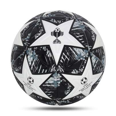 Linxport 1入標準尺寸5室內外比賽訓練禮物充氣PU皮革黑色足球（未充氣）