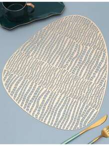 1 Miếng Rỗng Hình trái xoan Mã não Mạ vàng Đĩa nhỏ Đệm In Vàng Màu sắc - Vàng - Xem 2