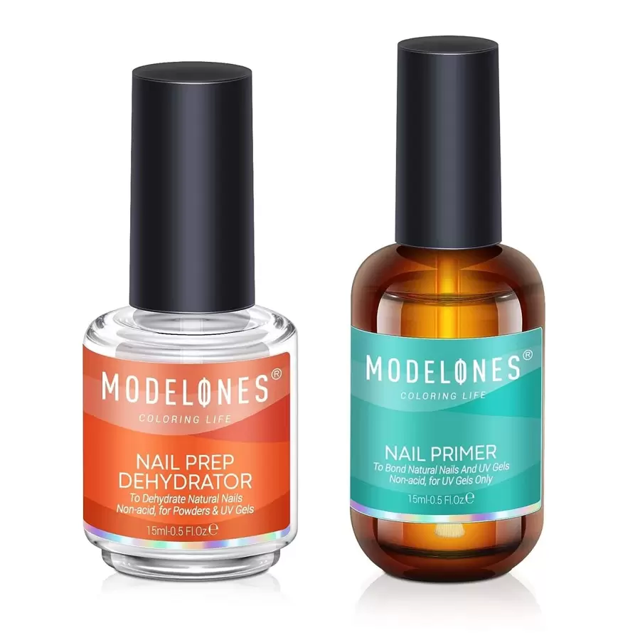 Modelones Primer For Gel Nails Dehydrator For Nails, 15ml Professional Nail Prep Natural Dehydrate Air Dry Superior Bonding Primer Set For Nail Art UV Gel Nail Polish Dip Powder Acrylic Nails - 無色 - 查看 1