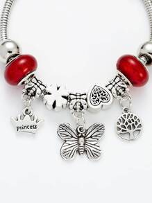 1入組休閒蝴蝶和樹和皇冠吊飾藍色釘珠手鏈用於女士/男士日常裝飾 - 藏蓝色 - 查看 4