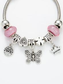 1入組休閒蝴蝶和樹和皇冠吊飾藍色釘珠手鏈用於女士/男士日常裝飾 - 藏蓝色 - 查看 6