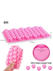 1pc 55 Heart Wax Melt Silicone Mold Pink Mini Sweet Candy Ice Cube Trays Soap Chocolate Moulds for Valentine's Day Baking - Pink - View 7